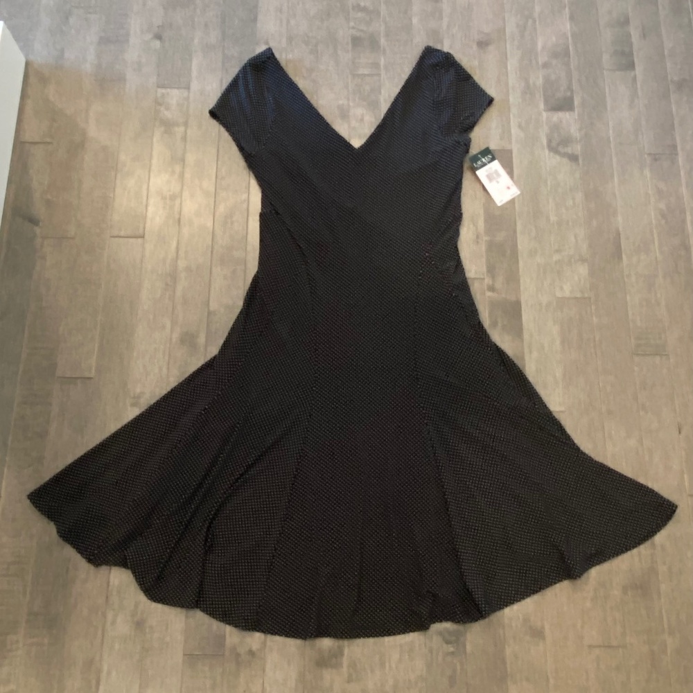 NWT Lauren Ralph Lauren Navy Polka Dot Dress